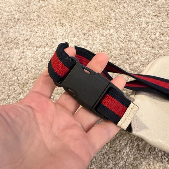 Authentic Gucci Cream Leather Small Belt Bag with Green & Red Web - Picture 10 of 16